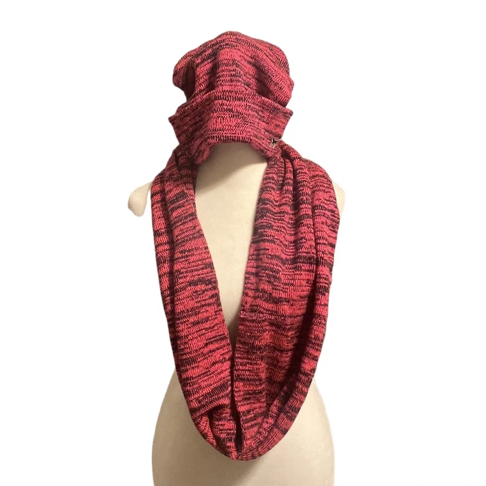 PINK VICTORIA SECRET matching infinity scarf beanie set